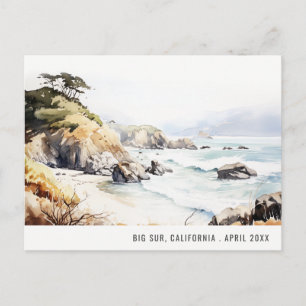 Big Sur, Kalifornien Akvarell Landskapsresa Helg Vykort