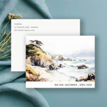 Big Sur, Kalifornien Akvarell Landskapsresa