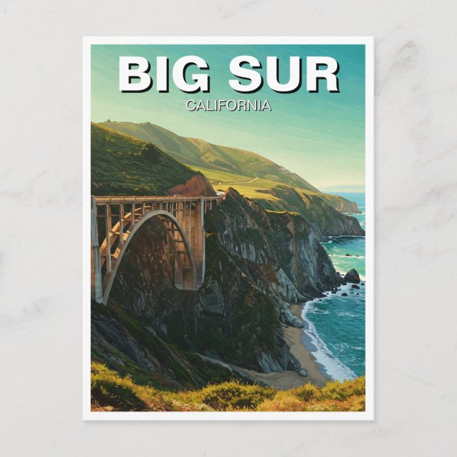 Big Sur Kalifornien Bixby Bridge Resa Vykort (Framsida)