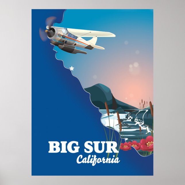 Big Sur Kalifornien karta Poster (Framsidan)