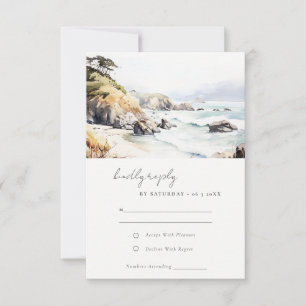 Big Sur, Kalifornien Landskapsvattenfärg Bröllop OSA Kort