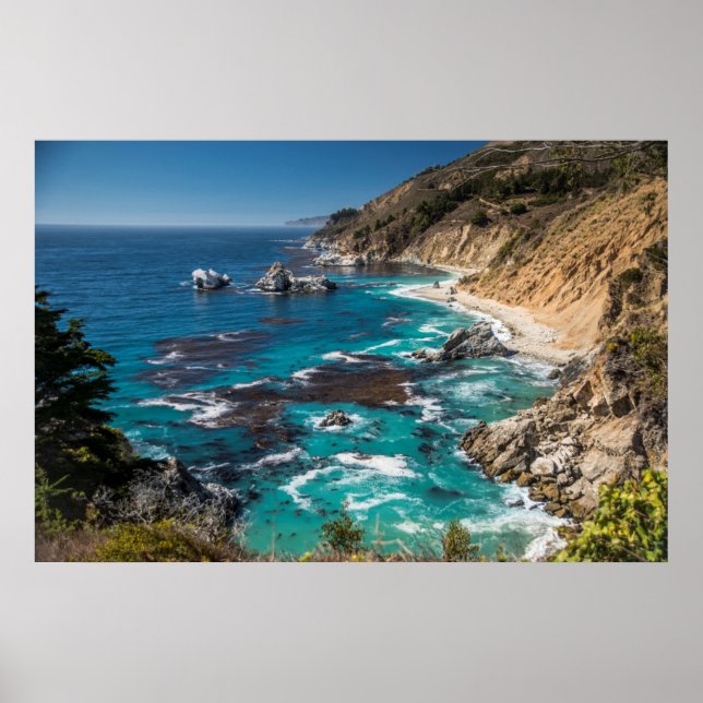 Big Sur-kusten, västkusten, Stillahavskusten Poster (Framsidan)