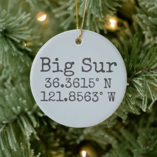 Big Sur Latitude och Longitud Julgransprydnad Keramik