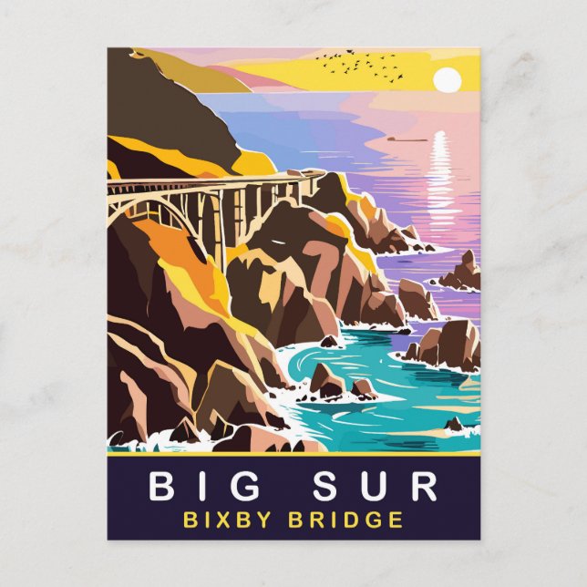 Big Sur, Sunset on the Bixby Bridge, Travel Vykort (Framsida)