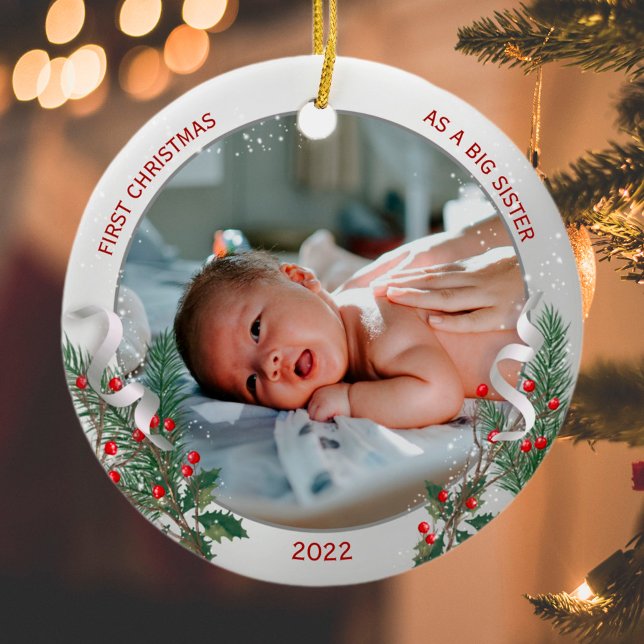 Big Syrran 1:a julafton Classic Silver Plant Ram Julgransprydnad Keramik (Skapare uppladdad)