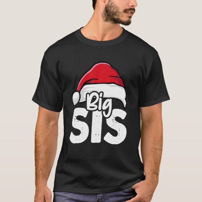Big Syrran jul Älder Sister Santa Hat Girls X-M T Shirt (Framsida)