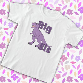 Big Syrran Lycklig T-Rex Lila Tyrannosaurus Dinosa Tee Shirt