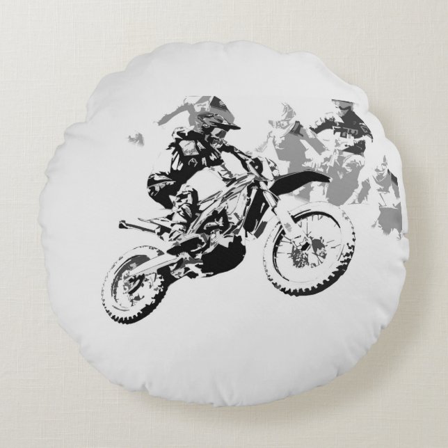 Big Tävling - Motocross Racers Rund Kudde (Framsidan)