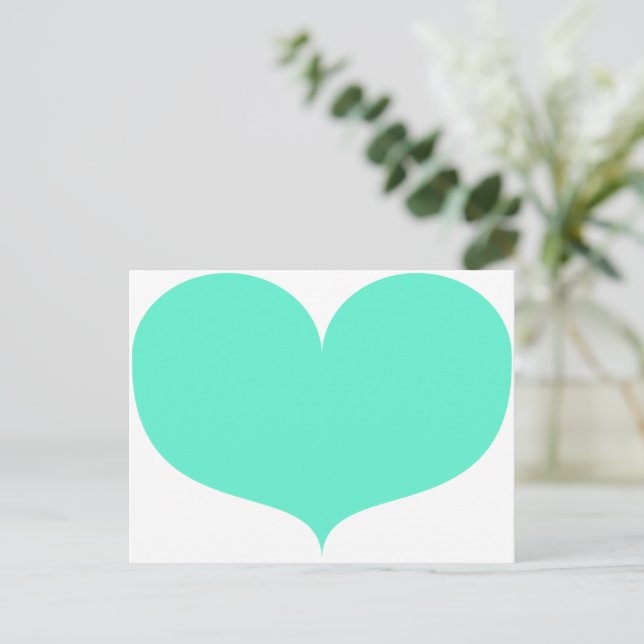 Big Teal Heart Postkort Vykort (Stående Fram)