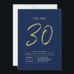 Big Thirty | Guld & Marinblå 30-årsfest Inbjudningar<br><div class="desc">Fira din speciella dag med denna enkla och stilrena inbjudan till 30-årsfest. Designen har en penselskrift "The Big 30" med en ren layout i en marinblå och guld färgkombination. Fler designs och festtillbehör finns tillgängliga i min butik BaraBomDesign.</div>