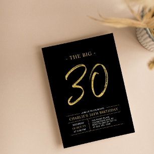 Big Thirty Guld & Svart 30-årsfest Inbjudningar