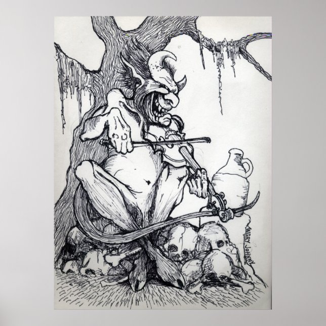 ’BIG TJOCK DJÄVULEN FIDDLIN’ POSTER (Framsidan)