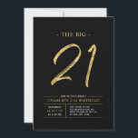 Big Tjun One | Guld & Black 21:a födelsedagen Part Inbjudningar<br><div class="desc">Fira din speciella dag med den här enkla snyggten 21:a födelsedagsinbjudan. Den här designen har ett penselskript "Big 21" med en ren layout i en svart kombination av färg och guld. Fler formgivningar och party-tillbehör finns på min butik BaraBomDesign.</div>