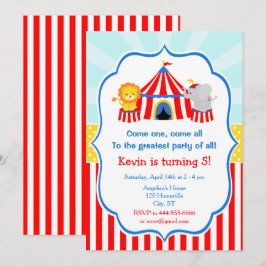 Big Top Circus Carnival Birthday i Red Inbjudningar