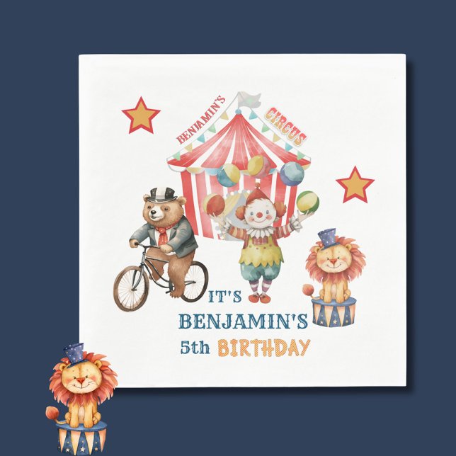 Big Top Circus Carnival Femte födelsedag Pappersservett (Skapare uppladdad)