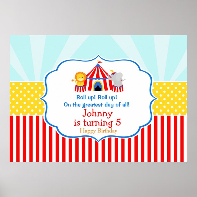 Big Top Circus Carnival-Födelsedagsfest Poster (Framsidan)