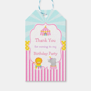 Big Top Circus Carnival i Rosa Gift Märkre Presentetikett