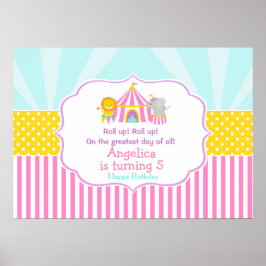 Big Top Circus Carnival Rosa Birthday Poster