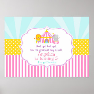 Big Top Circus Carnival Rosa Birthday Poster