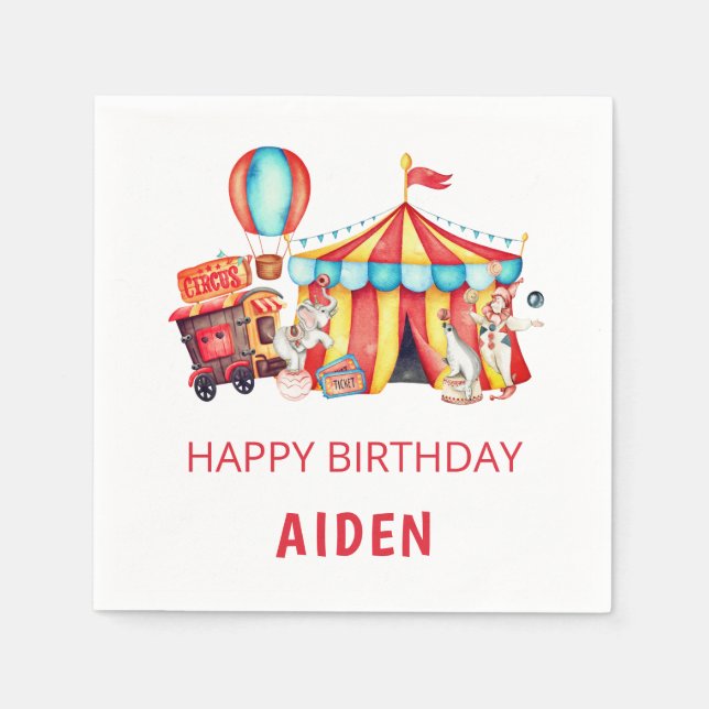 Big Top Circus Grattis på födelsedagen Pappersservett (Framsidan)