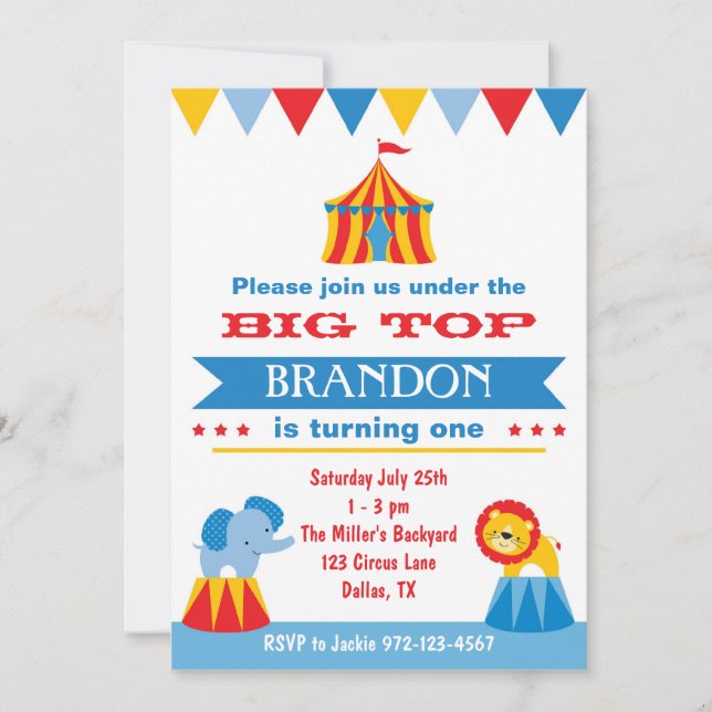 Big Top Circus-inbjudan Inbjudningar (Framsida)