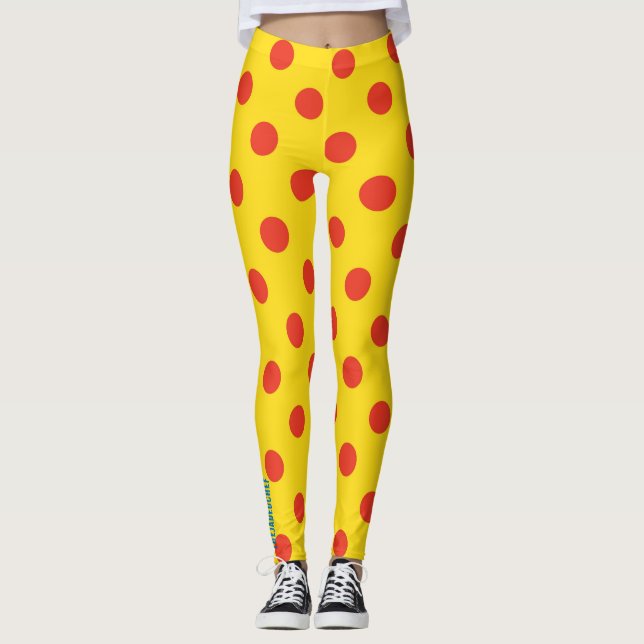 Big Top Dots: Bold Yellow & Red Polka Dot Leggings (Framsida)