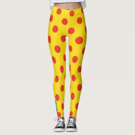 Big Top Dots: Djärva gula och röda prickiga Leggin Leggings