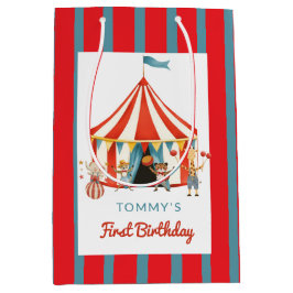 Big Top Första Födelsedags Nöje Röda Blå Djur