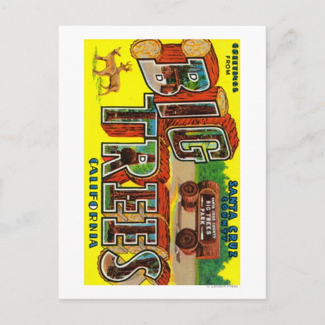 Big Träd, Kalifornien - Stora Brev Scenes Vykort (Framsida)