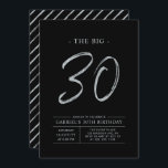 Big Trety | Silver och Svarta 30års födelsedag Par Inbjudningar<br><div class="desc">Grattis till din speciella dag med den här enkla snyggten 30års födelsedag-festinbjudan. Den här designen har ett penselskript "Big 30" med en ren layout i en svart kombination av färg och silver. Fler formgivningar och party-tillbehör finns på min butik BaraBomDesign.</div>