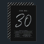 Big Trety | Silver och Svarta 30års födelsedag Par Inbjudningar<br><div class="desc">Grattis till din speciella dag med den här enkla snyggten 30års födelsedag-festinbjudan. Den här designen har ett penselskript "Big 30" med en ren layout i en svart kombination av färg och silver. Fler formgivningar och party-tillbehör finns på min butik BaraBomDesign.</div>