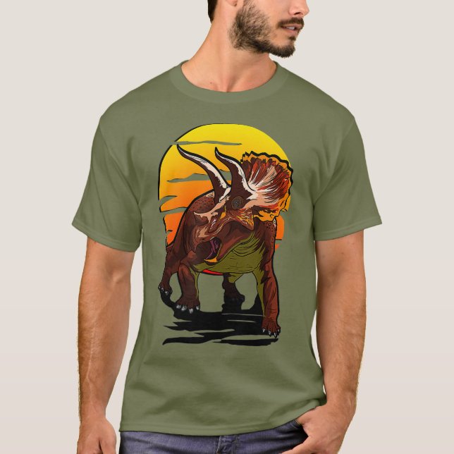 Big Triceratops Dinosaurs Herbivores for Fläkt T Shirt (Framsida)