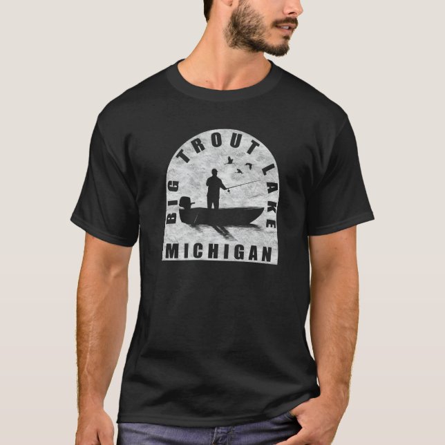 Big Trout Sjö Fiske Michigan T Shirt (Framsida)