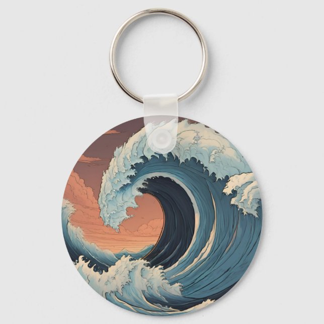 Big Tsunami Wave Nyckelring (Framsida)