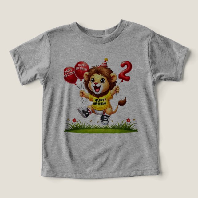 Big Two Firande: Lejon med ballonger T Shirt (Design Framsida)