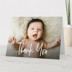 Big Vågrät Baby Photo Handlettering-skript Tack Kort