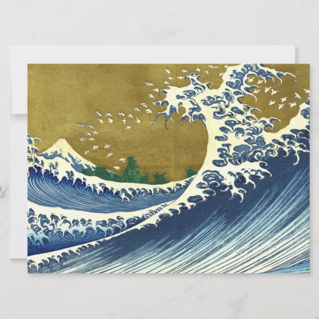Big Wave (Blue and Guld Japansk Art, Hokusai) Kort (Framsida)