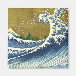 Big Wave (Blue and Guld Japansk Art, Hokusai) Magnet