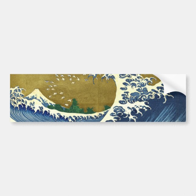 Big Wave (Blue and Guld) (Katsushika Hokusai) Bildekal (Framsidan)