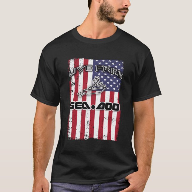 Big Wave Seadoo American Live Free T Shirt (Framsida)