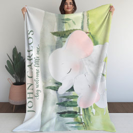 Big Welcome Little One Elephant Kids Blanket Fleecefilt