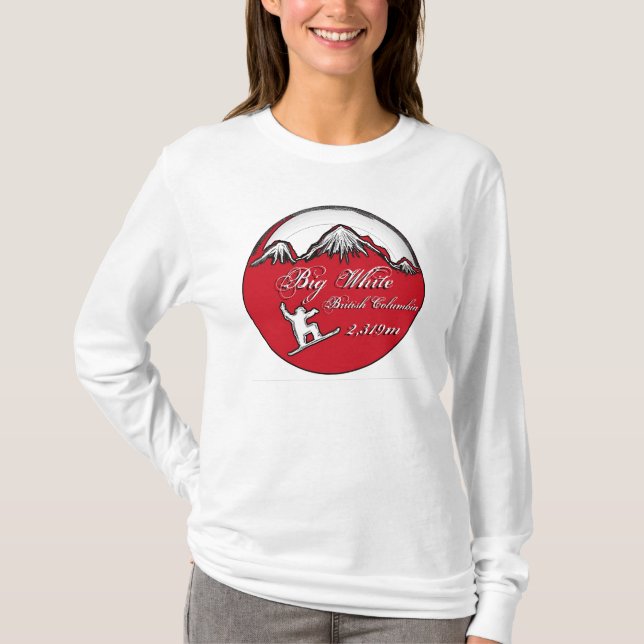 Big White British Columbia red dam board hoodie T-shirt (Framsida)