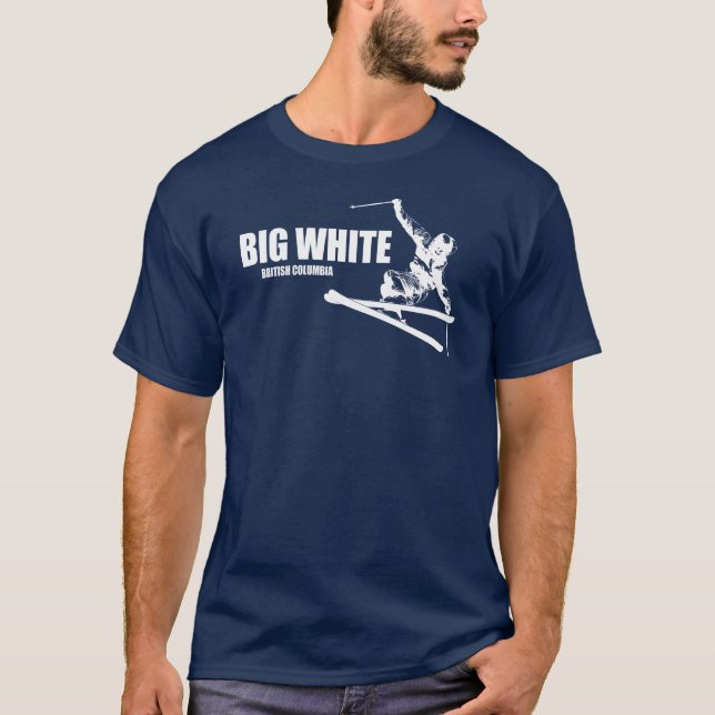 Big White British Columbia Skier T Shirt (Framsida)