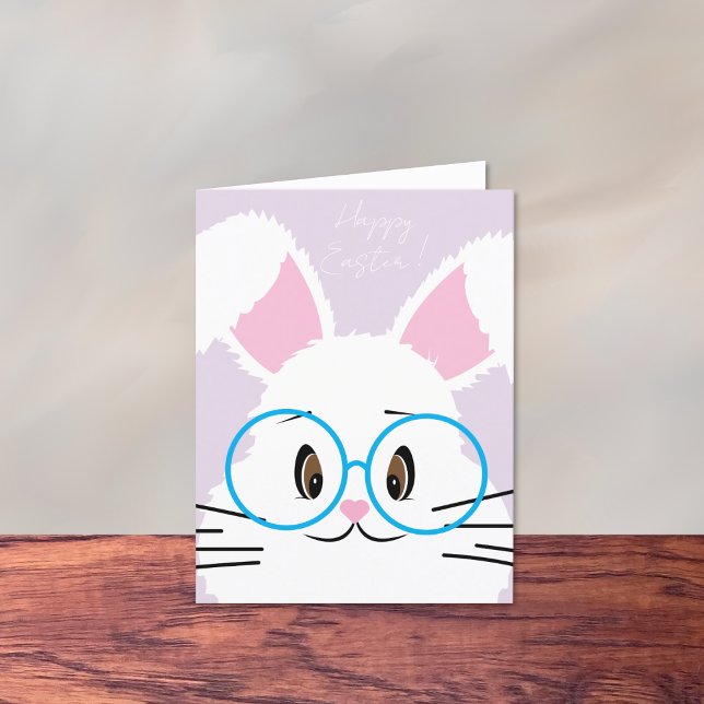 Big White Bunny Ansikte Glad påsk-kort Helgkort (Close up bunny face Easter card .)