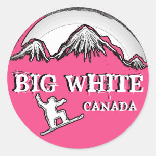 Big White Canada-rosa-temat snowboarder-klistermär Runt Klistermärke