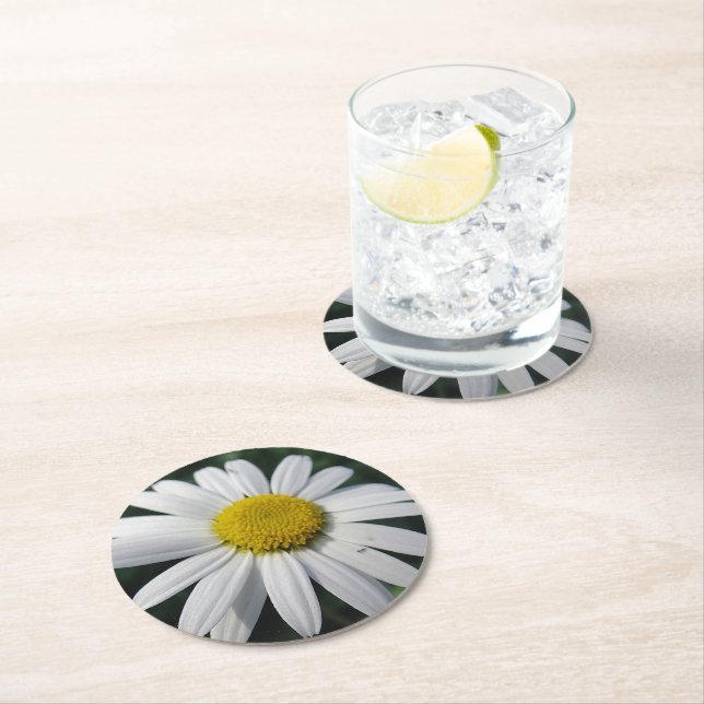 Big White-Daisy Underlägg Papper Rund (Insitu)