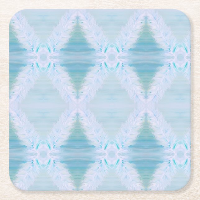 Big White Feather Underlägg Papper Kvadrat (Framsidan)