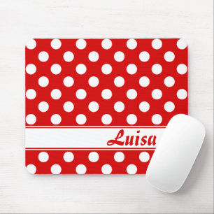 Big White-Polka dots på Red Custom Name-mall Musmatta