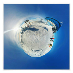 Big White Ski Backe Snö Globe Tiny Planet Fototryck