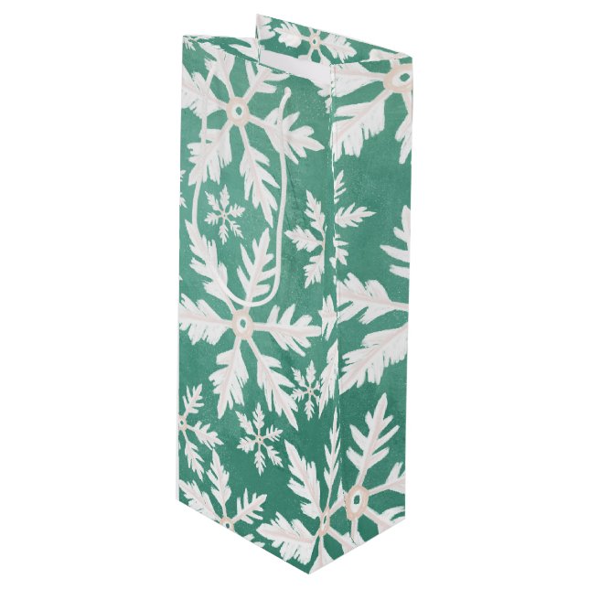 Big White Snöflingor Falling Grönt Background (Framsidan Vinklad)